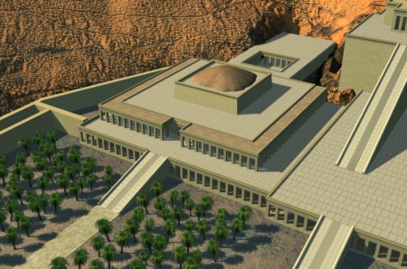 Ricostruzione del tempio funerario di Mentuhotep I a Deir el-Bahari