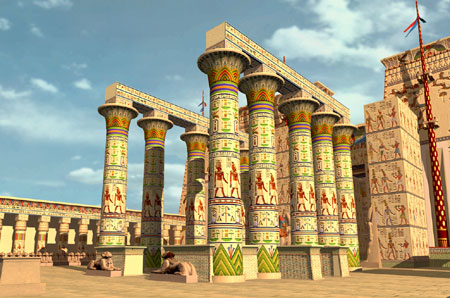 Ricostruzione del chiosco di Taharqa XXV dinastia nel cortile del tempio di Amon a Karnak.