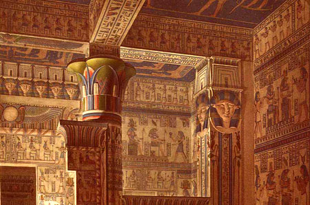 La sala ipostila del tempio di Hator a Deir el Medina