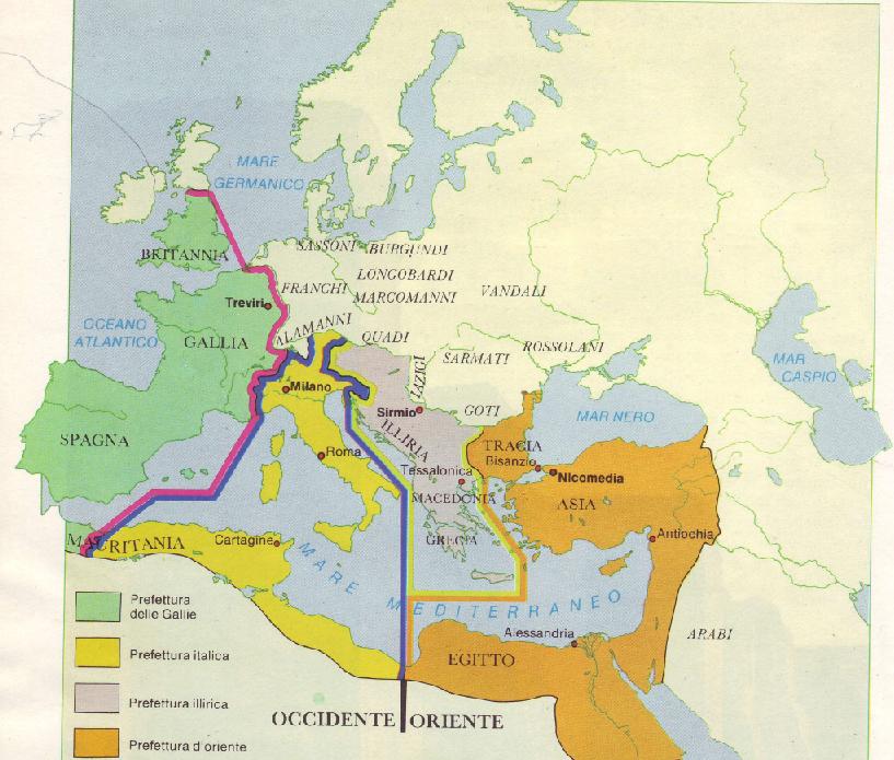 I due imperi di Roma Oriente e Occidente