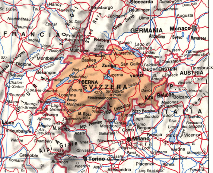 Cartina della Svizzera