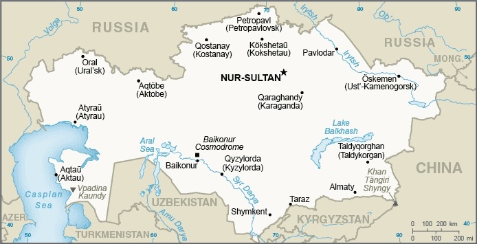Mappa del Kazakistan