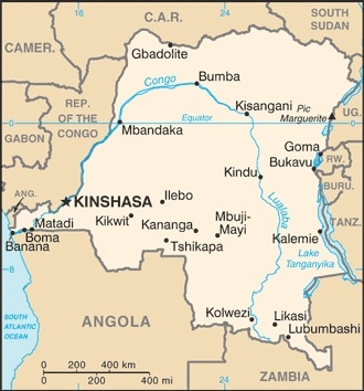 Cartina della Repubblica Democratica del Congo