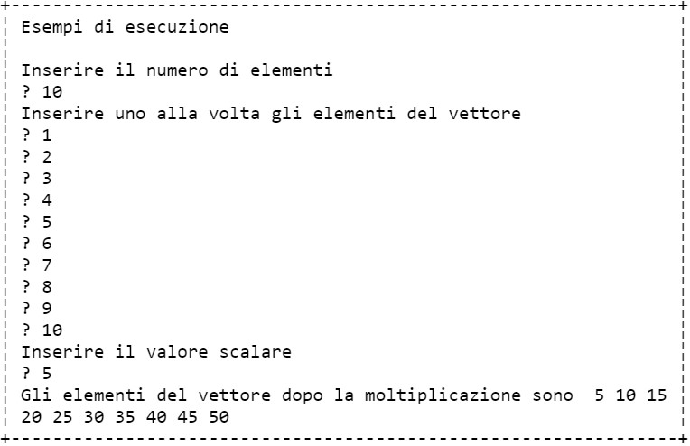 Vettori Esempio di esecuzione