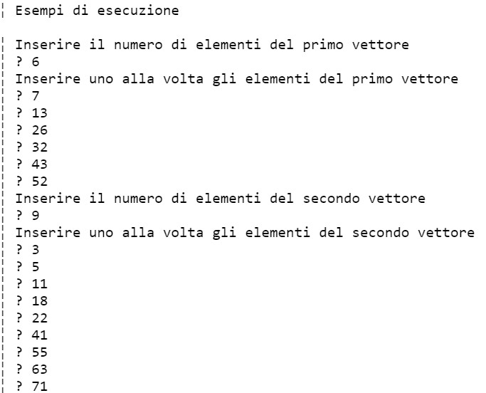 Vettori Esempio di esecuzione