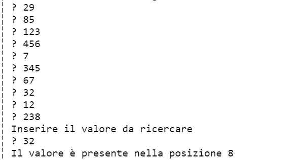 Vettori Esempio di esecuzione