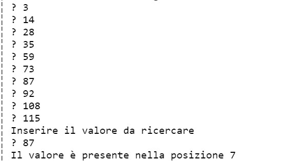 Vettori Esempio di esecuzione