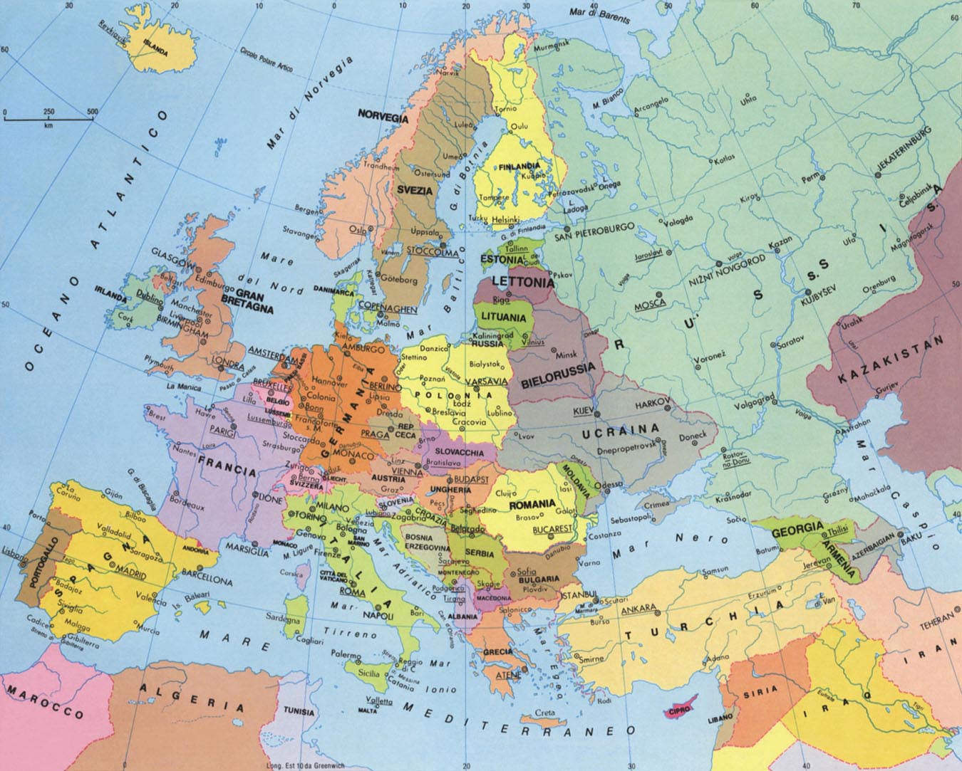 Cartina dell'Europa
